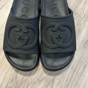 Gg Collection, Black Women's Slide Sandals, Platform Style